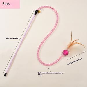 Giocattolo gatto forma di serpente elastico rete peluche piuma divertente gatto bastone giocattolo interattivo - Product Image 4