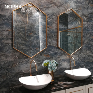 <span class=keywords><strong>Fuente</strong></span> <span class=keywords><strong>de</strong></span> <span class=keywords><strong>la</strong></span> fábrica <span class=keywords><strong>de</strong></span> metal hexagonal marco baño decoración <span class=keywords><strong>de</strong></span> casa <span class=keywords><strong>de</strong></span> vidrio espejos - Product Image 5