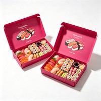 Boîte d'expédition de sushi haut de gamme personnalisée avec logo, en carton ondulé de qualité alimentaire, pour la livraison à emporter des restaurants