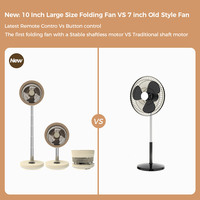 Ventilateur sur pied pliable rechargeable portable à piles électriques domestiques avec lumière circulateur sur pied pliable de 8 pouces