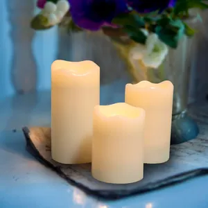 Kanlong Newish set di 3 set di candele natalizie con pilastro elettrico a fiamma 3d in movimento