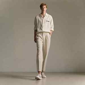 เทรนด์กางเกงลำลองผู้ชายผ้าคอตตอนขากางเกงขายาวกางเกงเอวยางยืดผ้าฟลีซไม่เป็นกองกันการ100% - Product Image 3