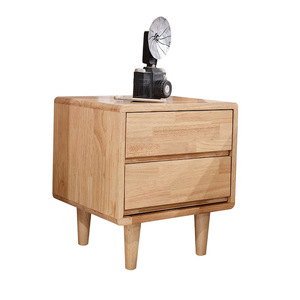 Table de chevet nordique en bois massif avec rangement pour ensemble de meubles de chambre - Product Image 3