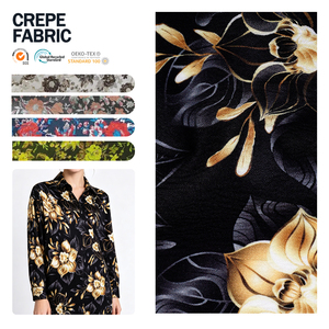 Tissu en crêpe de polyester de luxe à motif floral pour la confection de robes - Vente en gros usine - Product Image 1