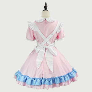 Sweet Maid Outfit Plus Size Pink White Bell Collar Dress Cosplay Costume Halloween Costume Women's Sexy Costumes - Product Image 4