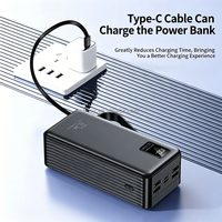 Banco de Energía de Gran Capacidad con Carga Rápida de 30000 mAh, Cable Integrado, Salida de 22.5 W, Linterna LED Portátil, Banco de Energía de 50000 mAh