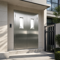 Porte de sécurité à double battant en acier inoxydable 304 avec vitrage, directement de l'usine, pour écoles et ateliers