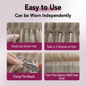 Extensiones de Cabello Humano FH Invisible Hole Butterfly Weft, Color Negro Intenso, Remy Genius Xo Hole Weft, Doble Trama - Product Image 3