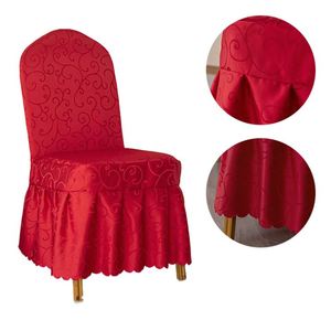 Housses de chaise élastiques personnalisées en jacquard rouge pour événements et banquets - Product Image 2