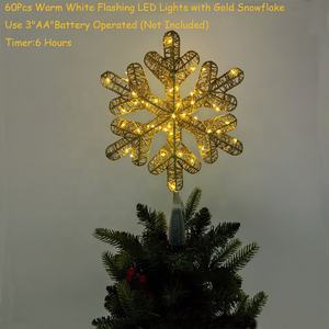 타이머 60개 LED 조명 눈송이 트리 장식 크리스마스 휴일 파티 장식품 겨울 크리스마스 테마 장식 아이템 - Product Image 5