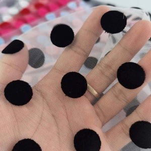 Vải Tuyn Flock In Ấn Đốm 100% Polyester Lưới Lưới Vải Cho Quần Áo Thụy Sĩ Voile Gạc Lưới Vải - Product Image 4