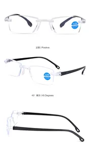 2022 Newest Wholesale Smart Zoom Cheap Rimless Anti Blue Light Dual Focus Elderly Reading Glasses Men Women Reader Glasses Frame