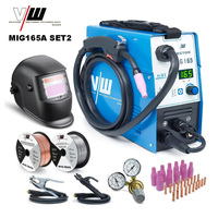 VECTOR EU STOCK Kit de soudage MIG portable, machine à souder AC 230V, onduleur 2 en 1 gaz/sans gaz, soudeuse MIG MIG165A