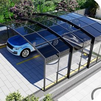 Auvent de voiture simple en aluminium avec cadre thermolaqué et voile enduite de téflon, pour extérieur, protection solaire durable et simple, type garage