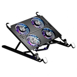 X524 Triangle Design Adjustable Laptop <b>Holder</b> Foldable Portable Notebook Desktop Stand With Four Cooling Fans for Office Use - Product Image 1