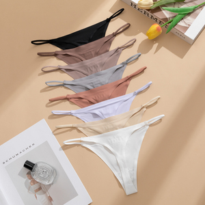 Ladies And Girls Hot Sexy Fancy Low-Rise Solid Knitted Breathable Everyday <strong>Panties</strong> Thongs - Product Image 1