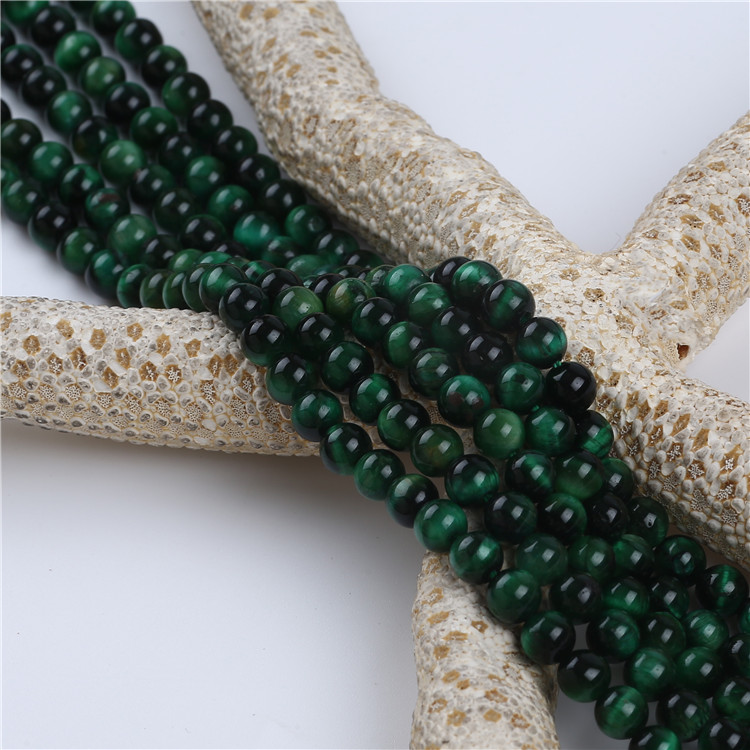 Natural Stone 6mm Green Tiger Eyes Round Gemstone Beads for Making Jewelry