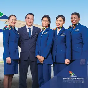 Темно-синяя куртка и юбка на заказ, Высококачественная Сексуальная женская униформа авиакомпании Южной Африки