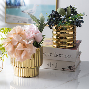 Maceta Moderna de Cerámica para Piso, Galvanizada en Oro, Capacidad de 1-3L, No se Deforma Fácilmente, para Suculentas, Orquídeas y Plantas de Interior - Product Image 3