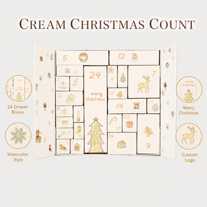 Calendrier de l'Avent Leabon : Boîte Cadeau en Papier avec 24 Tiroirs, Style Crème Aquarelle Joyeux Noël, Emballage Compte à Rebours, Vente en Gros Usine - Product Image 1