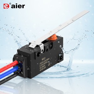 Micro-interrupteur tactile à levier long 10A 125/250VAC 5A 30VDC, étanche IP67, SPDT, avec fil 20AWG de 20cm - Product Image 1