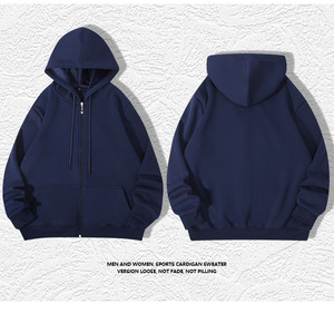 Bán Buôn Lông Cừu Lót Dày Chất Lượng Tốt Nhất Hoodies Người Đàn Ông Của 420gsm Cộng Với Kích Thước Dây Kéo Đầy Đủ Dây Kéo Áo - Product Image 3