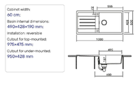 Évier de cuisine multifonctionnel en granit composite à cuve unique avec égouttoir et surface anti-salissure, fabrication OEM/ODM