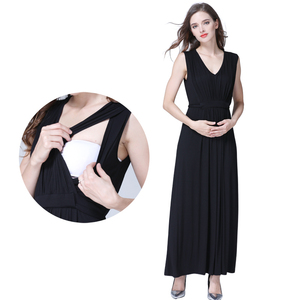 Abito premaman lungo senza maniche da <span class=keywords><strong>donna</strong></span> con cintura regolabile lungo <span class=keywords><strong>abiti</strong></span> per allattamento <span class=keywords><strong>incinta</strong></span> - Product Image 4