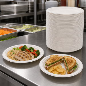 Biodegradable Paper Plates Heavy Duty Sugarcane Bagasse 6 9 Inch Disposable Tableware <b>Compostable</b> Dinnerware Plates - Product Image 4