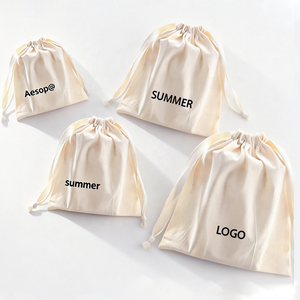 Sac à cordon en coton biologique avec logo personnalisé, vente en gros, sac cosmétique en vrac, toutes tailles et couleurs, pour cadeaux, bijoux, utilisation promotionnelle, autocollants - Product Image 1