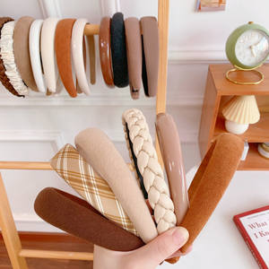 الجملة الصين الخريف الاطفال الفتيات سيدة diy إكسسوارات الشعر نسيج القطن المغطاة منقوشة الحرير هيرباند واسعة عادي الحرير عقال - Product Image 1