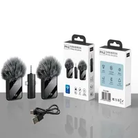 Microphone Lavalier sans Fil en Plastique avec Réduction de Bruit, Rechargeable et Portable, pour Android, iPhone et Podcast