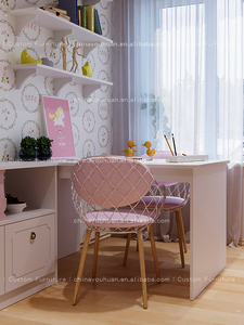 <span class=keywords><strong>Bureau</strong></span> d'étude rose minimaliste moderne pour chambre de filles, table d'écriture pour enfants avec armoire de rangement, <span class=keywords><strong>bureau</strong></span> multifonctionnel pour enfants - Product Image 2