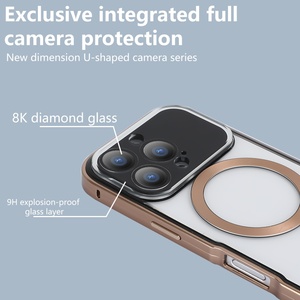 Coque magnétique transparente en gros pour iPhone 17 15 16 Pro Max Plus avec protection d'écran HD et cadre métallique en aluminium antichoc - Product Image 4