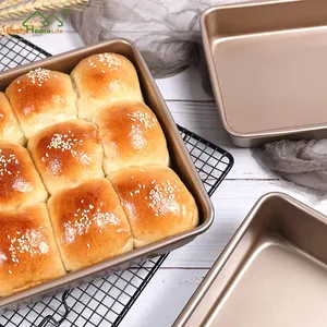 Yapışmaz ağır karbon çelik derin bulaşık Bakeware gül altın kaplama 9 inç fırın pişirme tepsisi kare kek tava