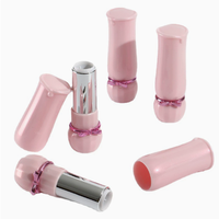 Tube de rouge à lèvres rose mignon de 3,5 ml avec motif papillon, tube vide pour rouge à lèvres ou baume à lèvres pour filles, logo personnalisé, vente en gros