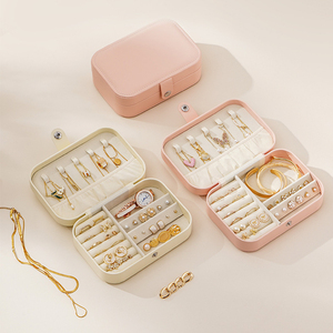 Handmade màu xanh lá cây PU da Vòng cổ Organizer trường hợp bông tai vòng đeo tay du lịch hộp đồ trang sức - Product Image 6