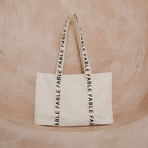 Sac fourre-tout en toile de coton personnalisable pour femme, double anse, fermeture ouverte, capacité 20-35L, unisexe, avec logo fleurs, chaînes et lettres - Product Image 3