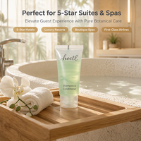 Shampooing et après-shampooing 2 en 1 pour hôtel, spa et resort, tube givré écologique, logo personnalisé imprimé.