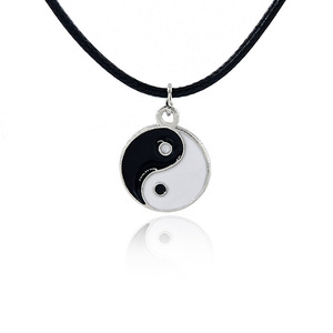 Zinc Alloy Yin <strong>Yang</strong> Pendant Necklace Metal Yinyang Enameled Amulet Tai <strong>Ji</strong> Pendant Necklace - Product Image 3