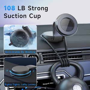 Soporte de Teléfono para Auto de Aleación de Aluminio Premium con Bloqueo de Liberación Fácil y Rotación de 360° °   Soporte Giratorio para Teléfono Inteligente, Soporte Magnético para Parabrisas de Coche - Product Image 3