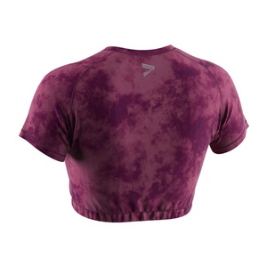 Camiseta de entrenamiento para proveedores, estilo urbano, para gimnasio, retro, personalizada, para hombre y mujer, top corto sin costuras de manga corta - Product Image 4