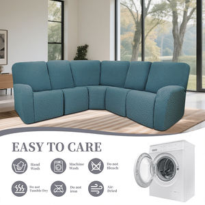 Funda de Sofá Seccional en Forma de L Jacquard Personalizable, Antideslizante, Impermeable, Azul, para Sala de Estar de Hotel, Protector Elástico - Product Image 6