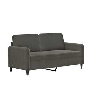 Divano a 2 Posti in Velluto Grigio Scuro per Soggiorno, 100% Poliestere con Telaio in Legno e Metallo, Modello D0100HX4J78 - Product Image 1