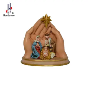 맞춤 장식품 용품 패션 추상 수지 공예 종교 동상 크리스마스 거룩한 가족 조각