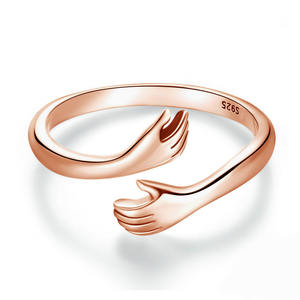 Valentinstag Geschenk Schmuck Paar Ringe 925 Sterling Silber Hug Ring Roségold Umarmung Hände Open <span class=keywords><strong>Promise</strong></span> Ring - Product Image 4