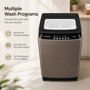 Lavadora de <span class=keywords><strong>Carga</strong></span> <span class=keywords><strong>Superior</strong></span> <span class=keywords><strong>SAMSUNG</strong></span> de 10 kg, Totalmente Automática, con Sistema de Secado por Ondas, para Hogar, Hotel y Escuela - Product Image 6