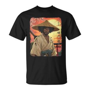 Camiseta Afro American Samurai Anime Warrior With Katana, color negro, talla mediana - Product Image 1