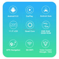 Haute qualité 11.3 pouces CarPlay Android Auto tableau de bord voiture Quad Core Android 13.0 avec GPS Parking automobile pour voiture universelle