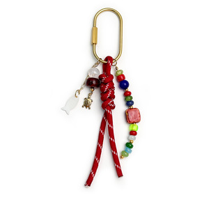 Nuevo Llavero Retro con Cuerda Trenzada a Rayas, Abalorio de Piedra Natural en Contraste de Color, Colgante Versátil para Bolso - Product Image 5